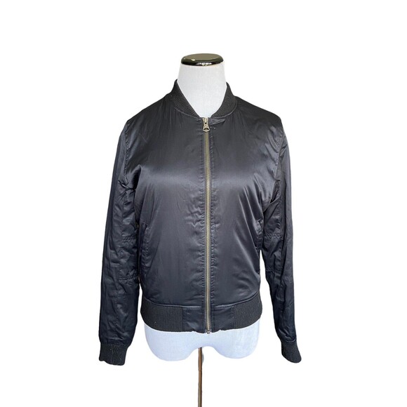 American Eagle Outfitters Jackets & Blazers - American Eagle Bomber Jacket Womens Size S Black Zip Up Lightweight Streetwear